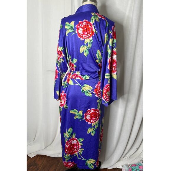N NATORI Island Fleur-Printed Matte Satin Robe Size Medium - Picture 2 of 7